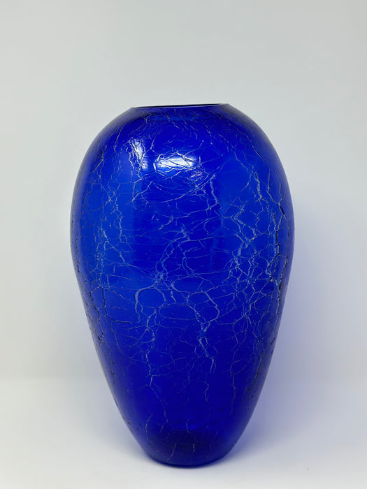La Mediterannea Vintage Cobalt Blue Crackle Vase decor Sasaki   