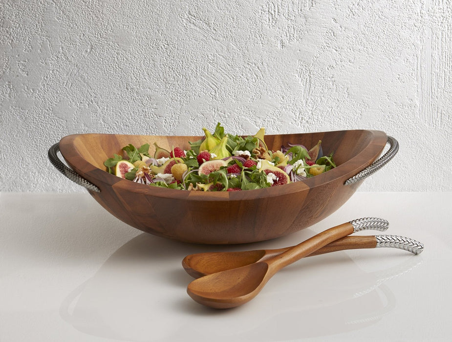 Nambé Braid Salad Bowl With Servers Bowls Nambe   