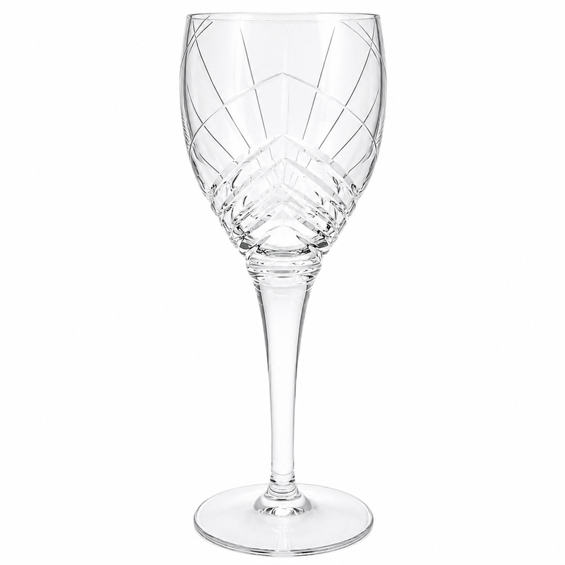 Bohemia Crystal Frosted Geometric Leaf Wine Glass