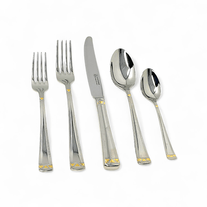 Briefranker Briefanker Solingen Aradena with Gold Accent Flatware - 5 Piece Place Setting