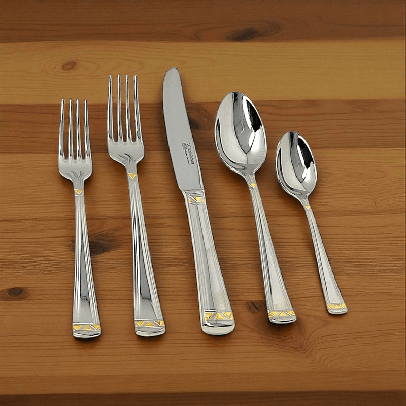 Briefranker Briefanker Solingen Aradena with Gold Accent Flatware - 5 Piece Place Setting