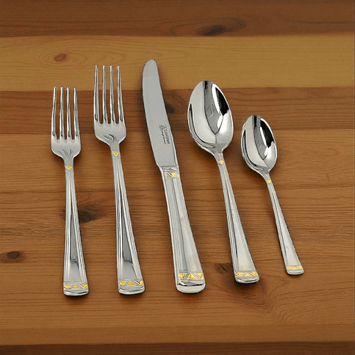 Briefranker Briefanker Solingen Aradena with Gold Accent Flatware - 5 Piece Place Setting