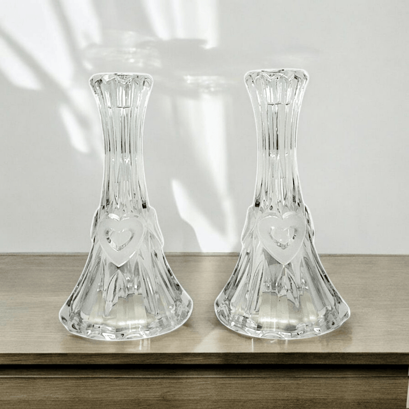 Evita Evita Crystal Sweet Heart Candle Stick - Pair