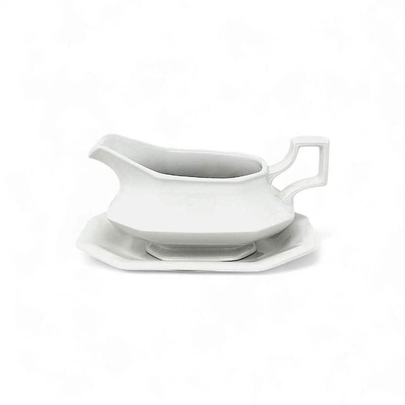 Johnson Brothers JOHNSON BROTHERS HERITAGE WHITE GRAVY BOAT & STAND   