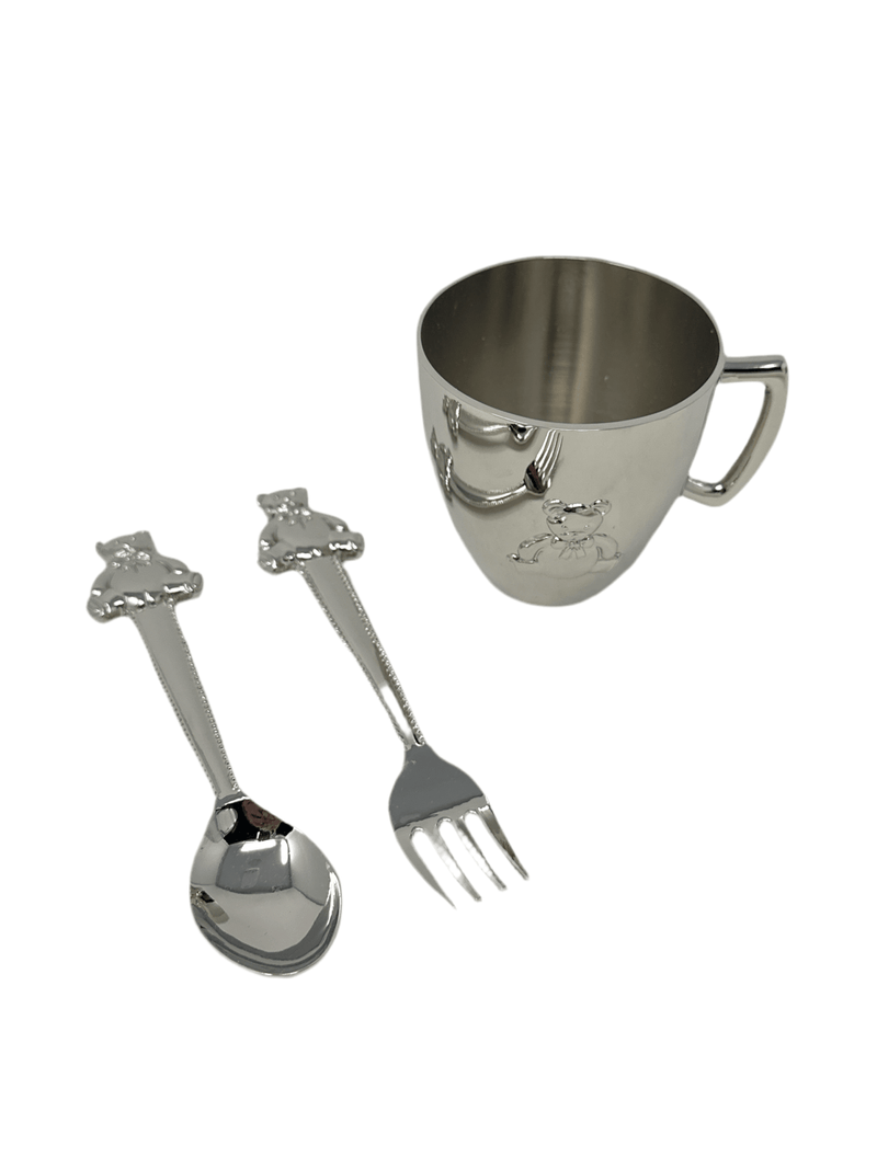 Kitchen Smart Silver Plated Teddy Bear Cutlery Child Set