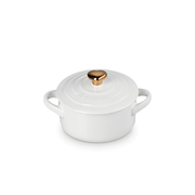 Le Creuset Le Creuset Mini Round Cocotte with Heart Knob White