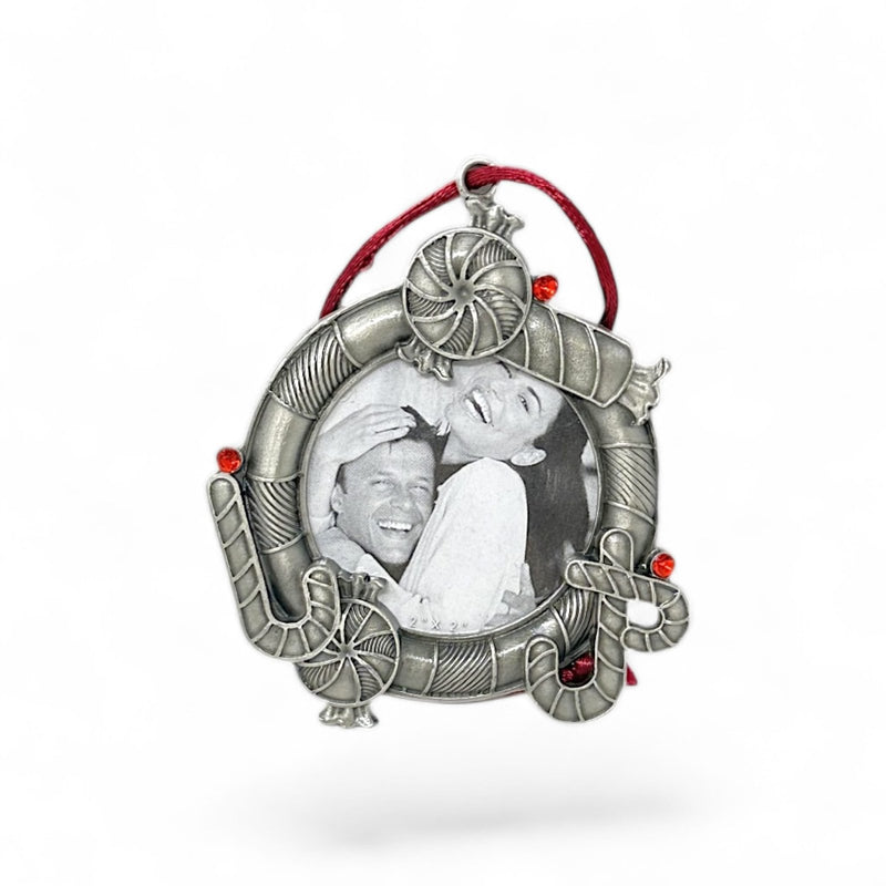 Lemontree Lemontree Pewter Photo Frame Candy Cane Ornament Red