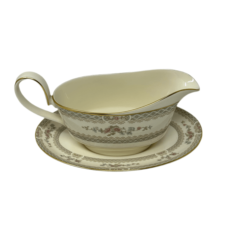 Minton Minton Legacy Pink Flowers Gravy Boat with Stand Set