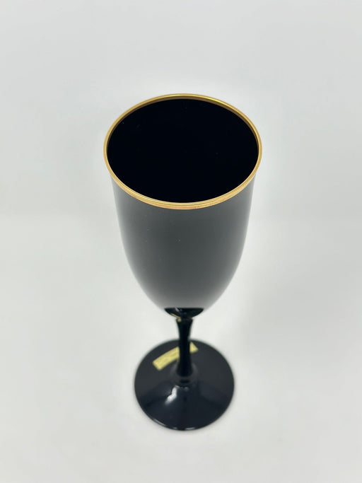 NORITAKE BLACK AMETHYST REMEMBRANCE EBONY GOLD CHAMPAGNE FLUTE Wine Glass Noritake   