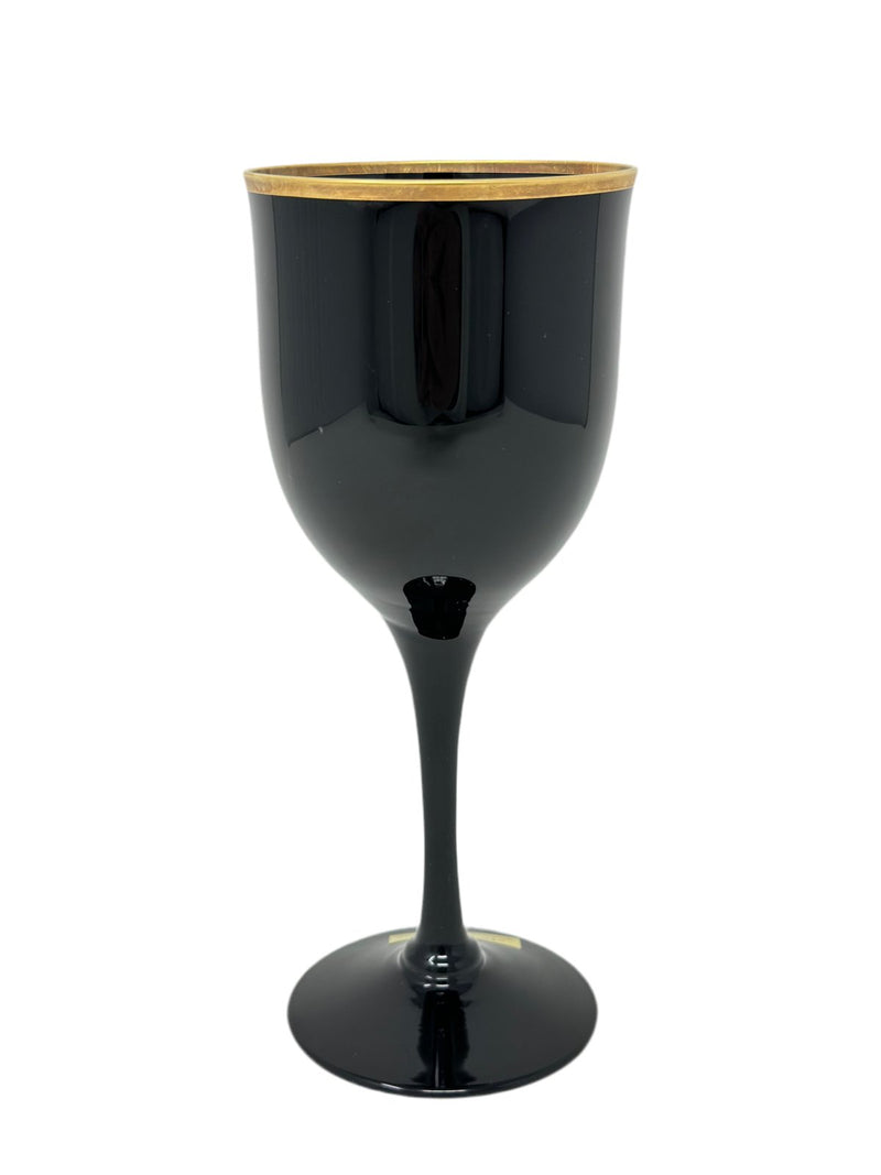 Noritake NORITAKE BLACK AMETHYST REMEMBRANCE EBONY GOLD WINE GLASS   