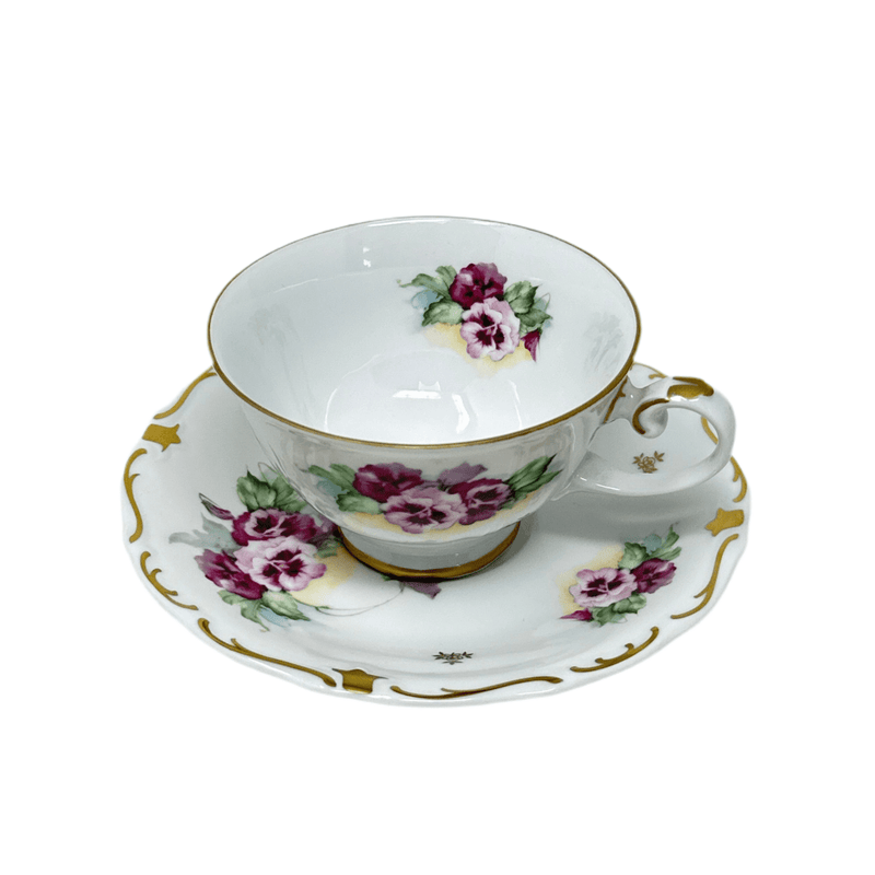 Reichenbach Reichenbach Vintage Pink & Purple Flower Cup & Saucer Set