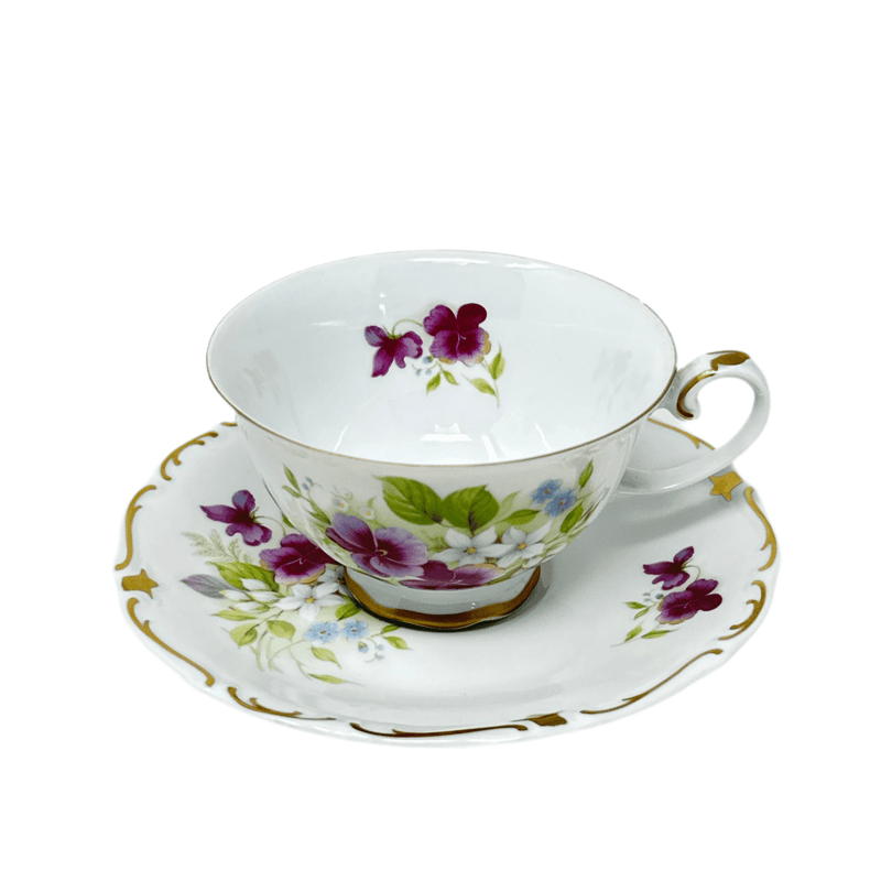 Reichenbach Reichenbach Vintage White and Pink Flower Cup & Saucer Set