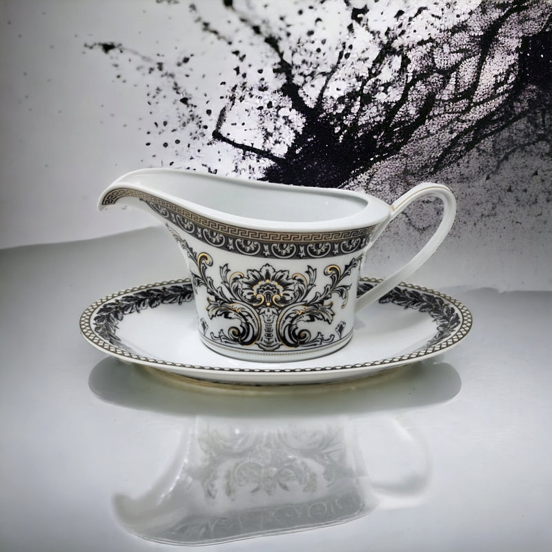 Rosenthal VERSACE MARQUETERIE Gravy Boat and Stand   