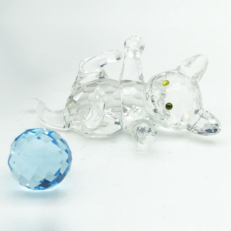 Swarovski SWAROVSKI Crystal KITTEN LYING with blue ball of wool   