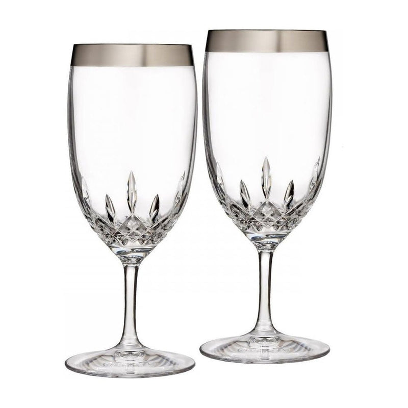Waterford Waterford Crystal Lismore Essence Wide Platinum Band Tall Iced Tea Glass - Set of 2
