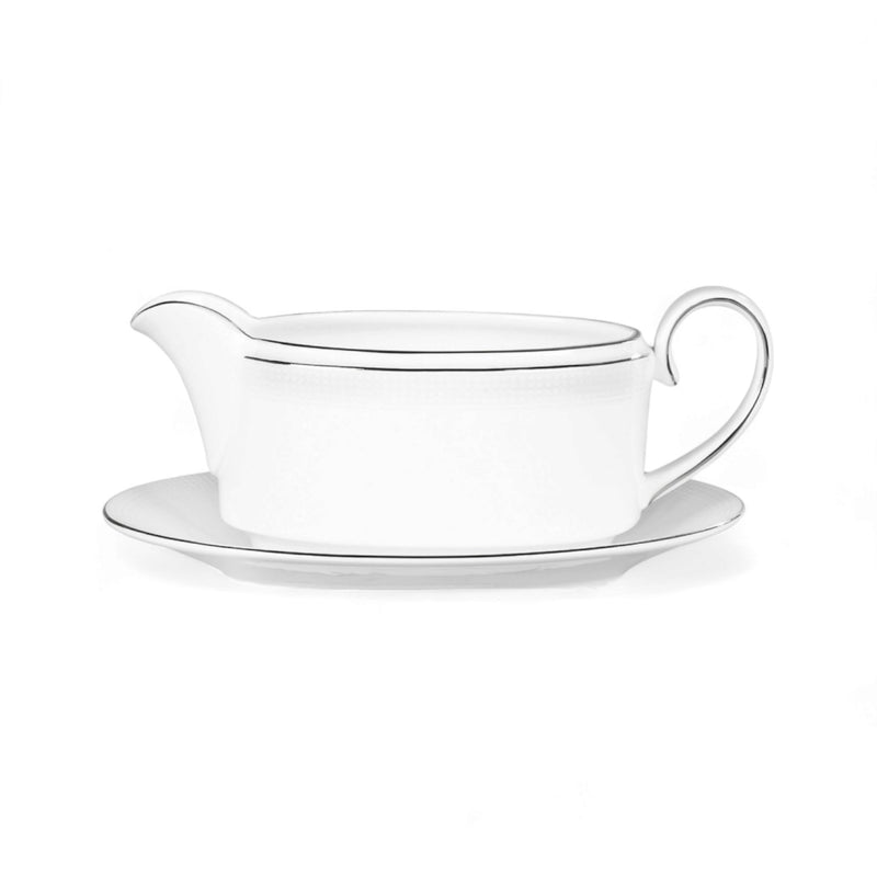 Wedgwood Wedgwood Vera Wang Blanc Sur Blanc Gravyboat with Stand   