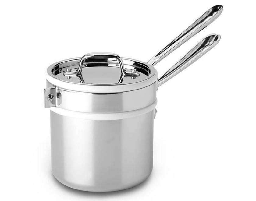 All-Clad D3 Stainless 2 QT (1.8L) Saucepan with Porcelain Double Boiler Insert Sauce Pan All-Clad   