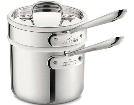 All-Clad D3 Stainless 2 QT (1.8L) Saucepan with Porcelain Double Boiler Insert - Kitchen Smart