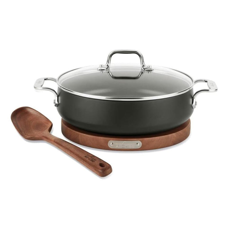 All-Clad All-Clad HA1 Nonstick 4qt Sauteuse Pan with Lid + Trivet and Serving Spoon   