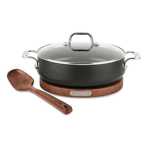 All-Clad HA1 Non-Stick 4qt Sauteuse Pan with Lid + Trivet and Serving Spoon Saute & Chef's Pans All-Clad   