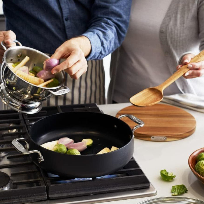All-Clad HA1 Nonstick 4qt Sauteuse Pan with Lid + Trivet and Serving Spoon Saute & Chef's Pans All-Clad   