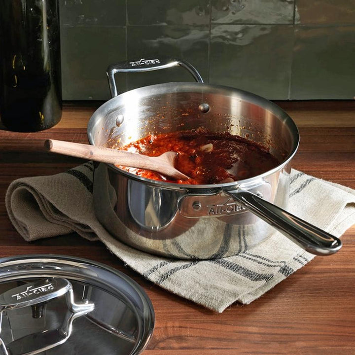 All-Clad Stainless D5 Polished Saucepan with Lid - Kitchen Smart