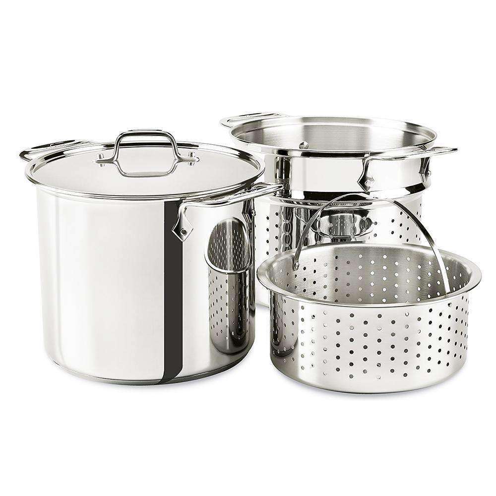 All-Clad Stainless Gourmet 12 QT (11.5L) Multi-Function Stockpot - Kitchen Smart
