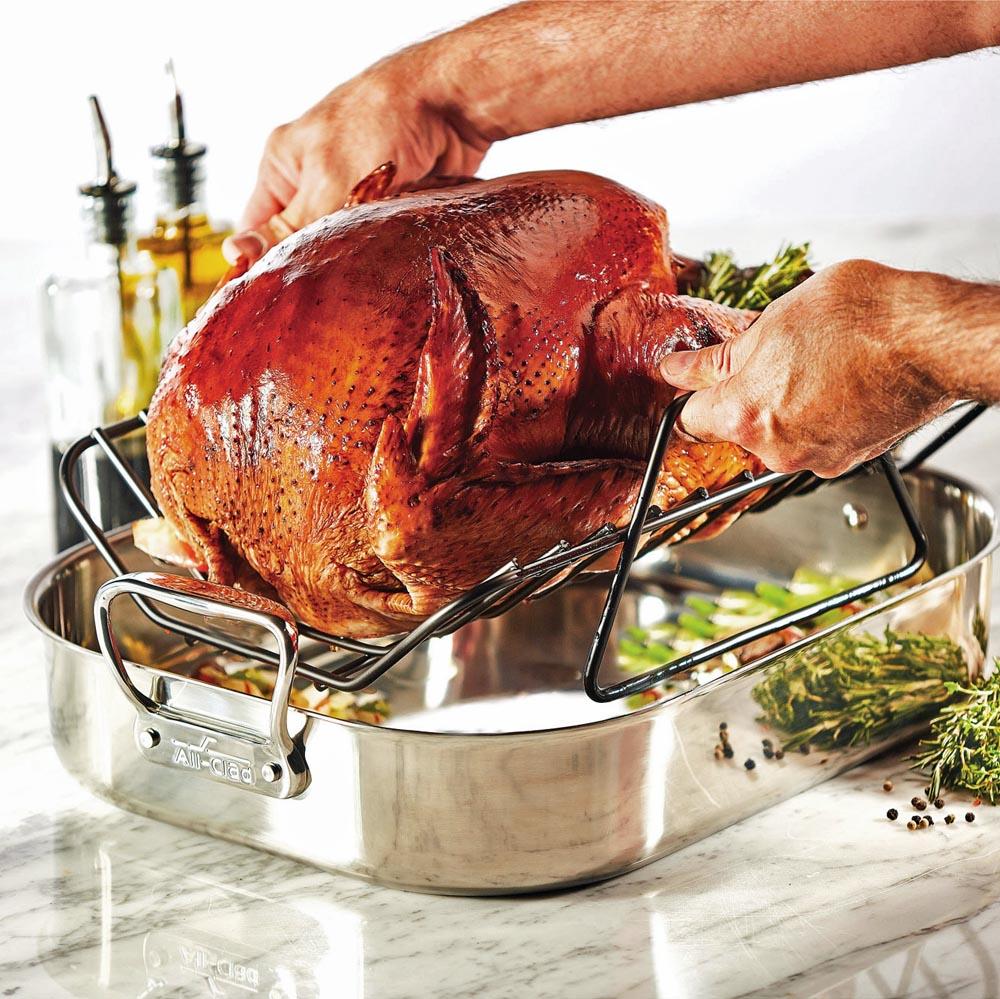All-Clad Stainless Large Roasting Pan with Non-Stick Rack - Kitchen Smart