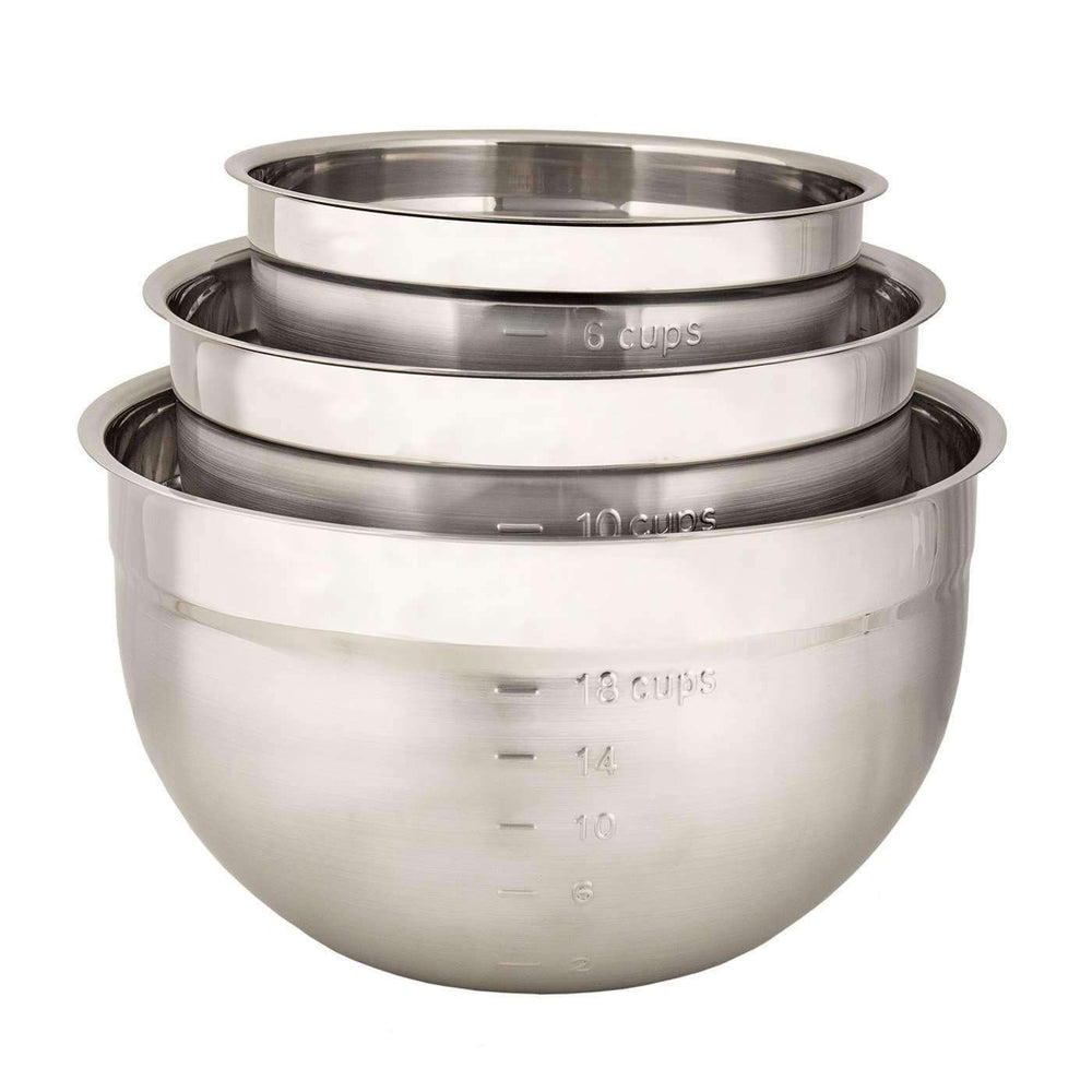 Cuisipro Stainless Steel Mixing Bowl - 3 Piece Set - Kitchen Smart