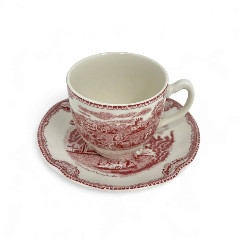 johnson bros Johnson Brothers Old British Castle Pink Cup & Saucer Set   