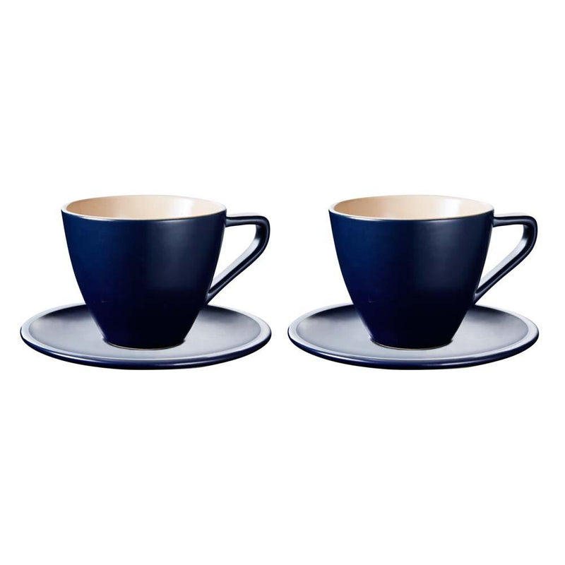 Le Creuset Le Creuset Stoneware Minimalist Cappuccino Cup & Saucer - Set of 2 Midnight Navy