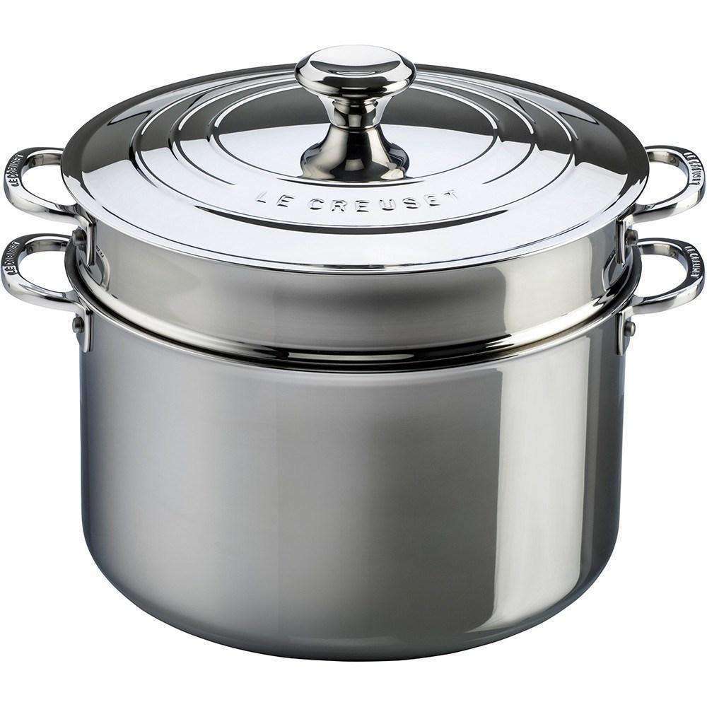 Le Creuset Stainless 8.5 QT (8.3L) Stockpot with Lid and Pasta Insert - Kitchen Smart