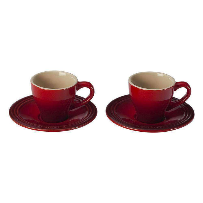 Le Creuset Stoneware Espresso Cup and Saucer - Set of 2 Cup & Saucers Le Creuset Cerise  