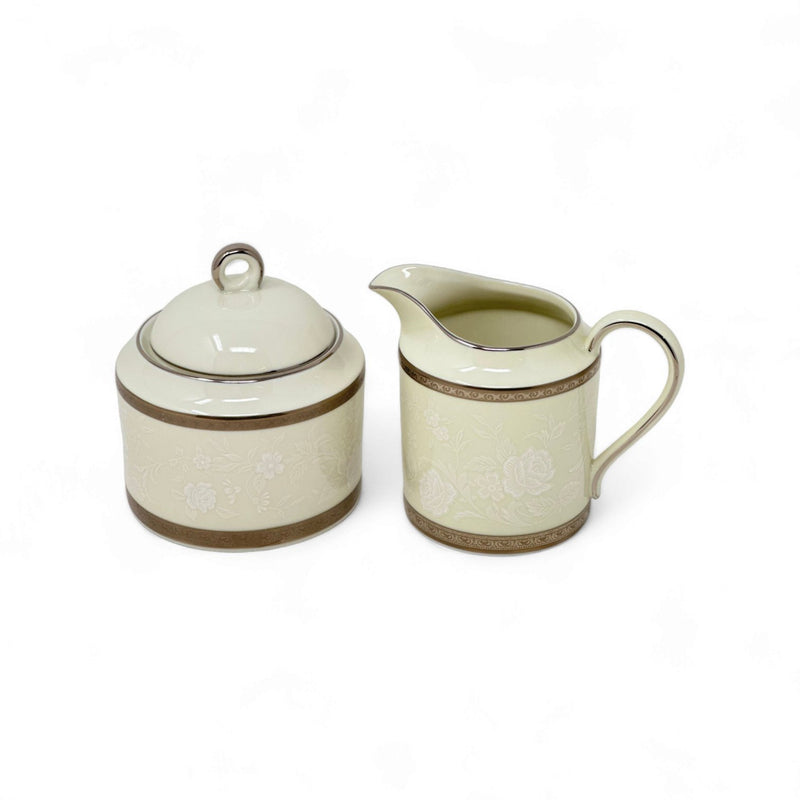 Mikasa Mikasa Platinum Lace Sugar Bowl and Creamer   