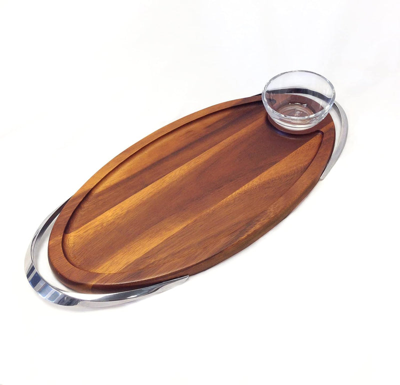 Nambe Nambe Luna Appetizer Board with Dip Dish – 2 Piece Set   