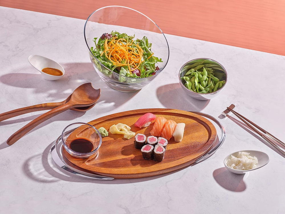 Nambe Luna Appetizer Board with Dip Dish – 2 Piece Set - Kitchen Smart