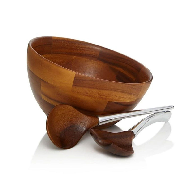 Nambe Nambe Luna Salad Bowl With Servers   
