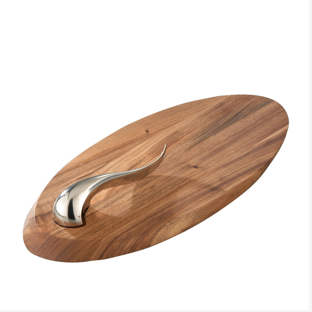 Nambe Swoop Cheese Board With Knife - Kitchen Smart