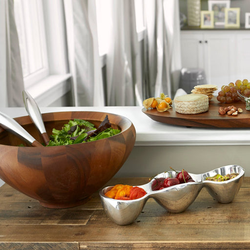 Nambe Yaro Salad Bowl With Servers - Kitchen Smart