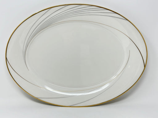 Noritake Golden Tide Oval Platter Large Serving Platter Noritake   