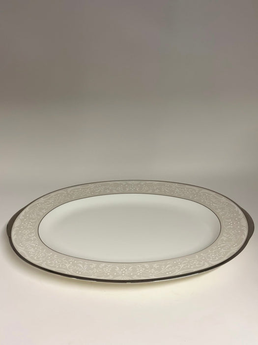 Noritake Silver Palace Oval Platter Serving Platter Noritake   