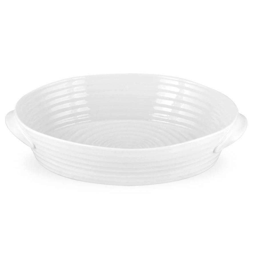 Portmeirion Sophie Conran White Large Handled Oval Roasting Dish 14x9.5" - Kitchen Smart