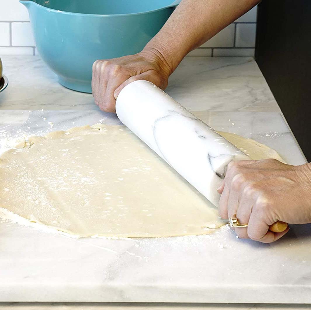 RSVP International White Marble Rolling Pin with Stand - Kitchen Smart