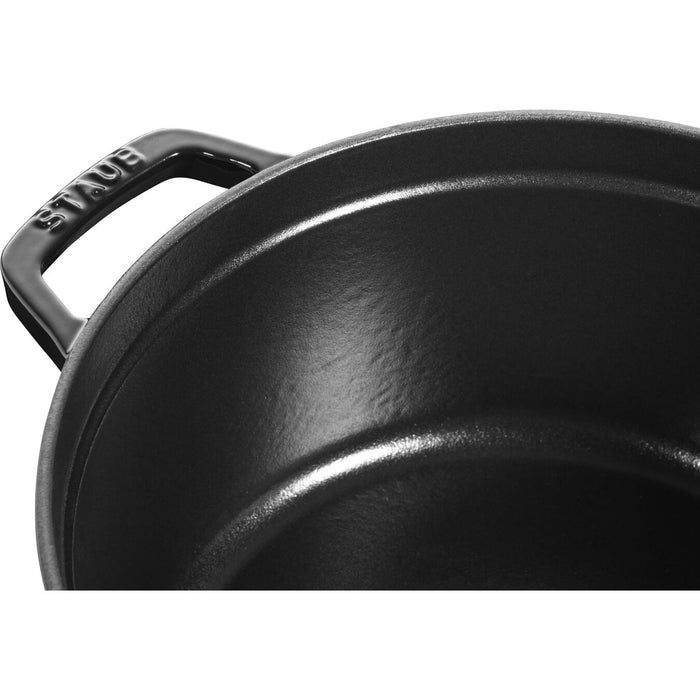 Staub Cast Iron 4 Qt (3.8L) Round Cocotte - Polished Black Round French Oven Staub   