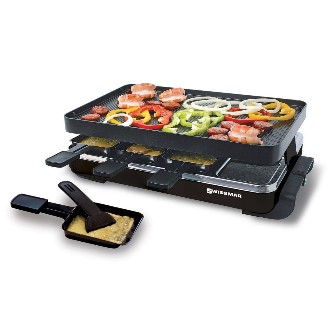 Swissmar Anthracite Raclette Party Grill with Reversible Cast Aluminum Non-Stick Top - Kitchen Smart