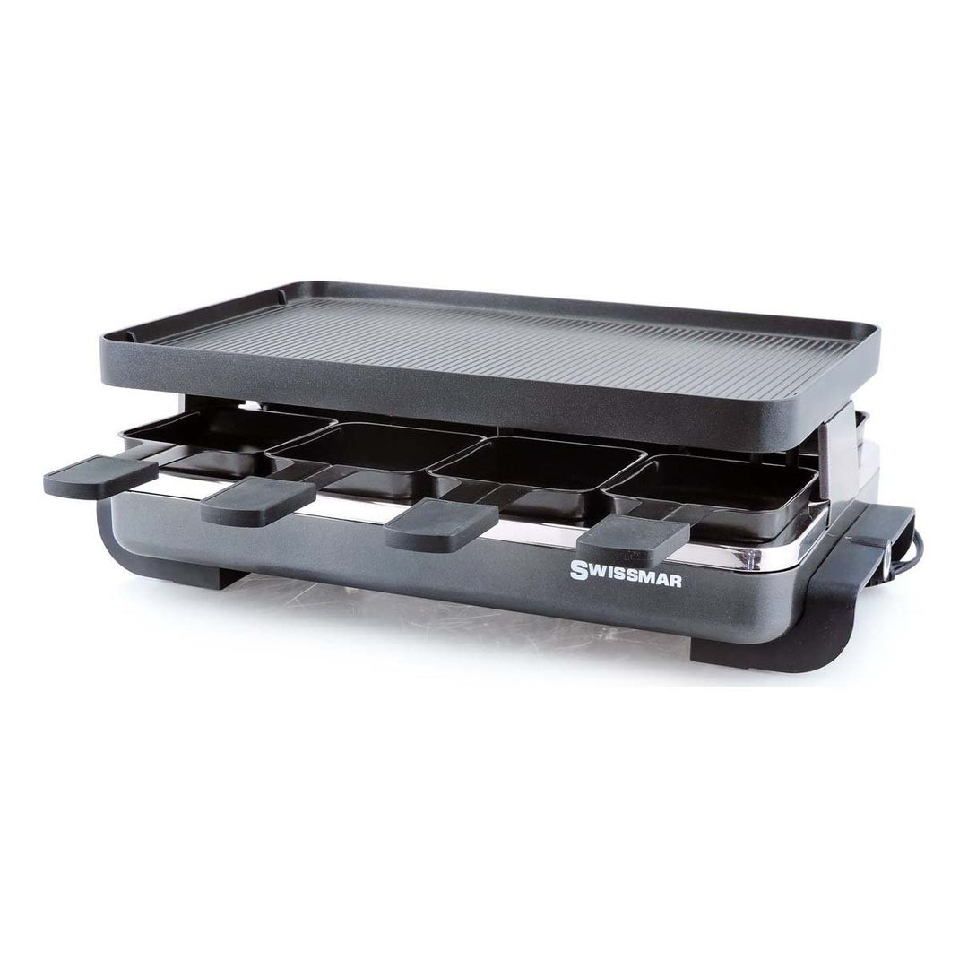 Swissmar Anthracite Raclette Party Grill with Reversible Cast Aluminum Non-Stick Top - Kitchen Smart