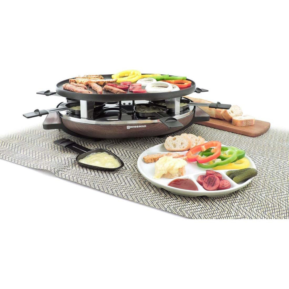 Swissmar Matterhorn Raclette Party Grill with Granite Stone Top and Wood Base - Kitchen Smart