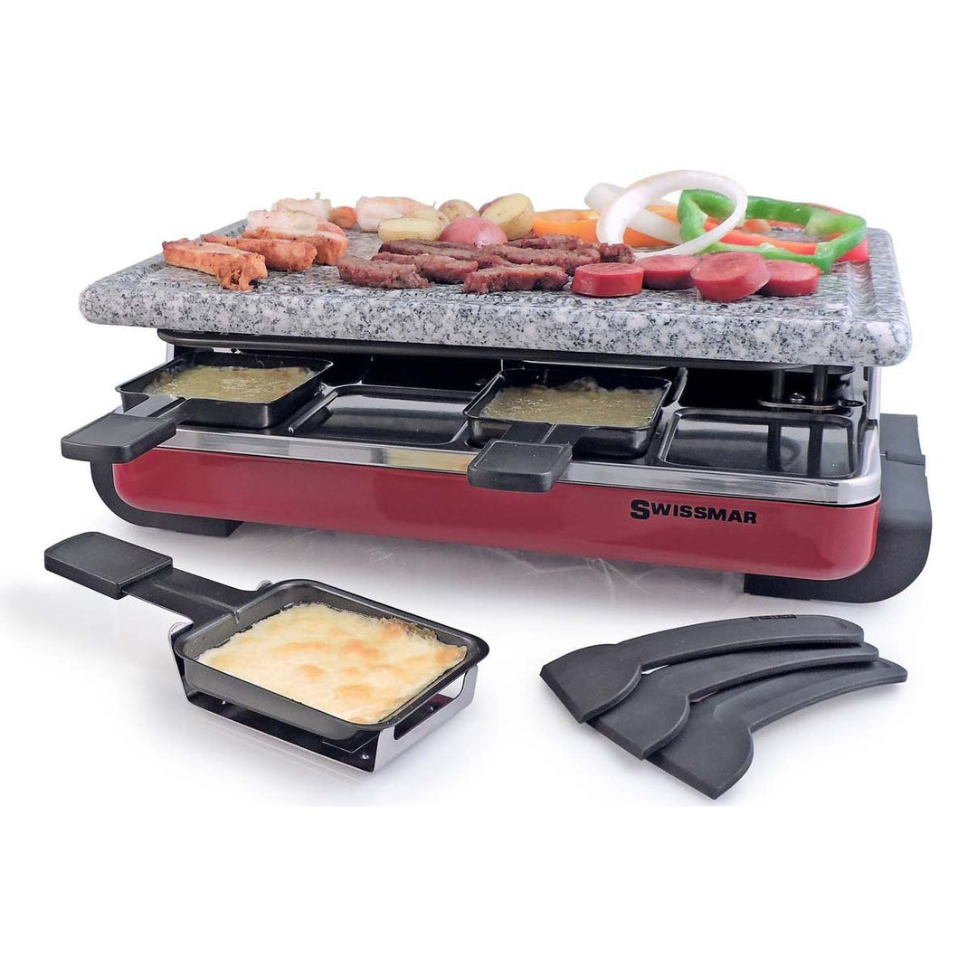 Swissmar Red Raclette Party Grill with Granite Top - Kitchen Smart
