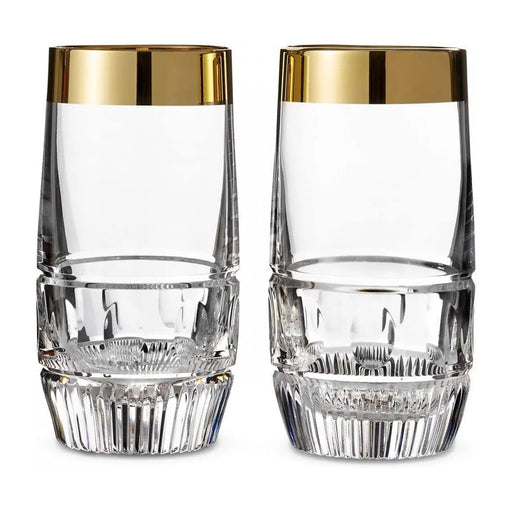 Waterford Mixology Mad Men Edition Olson Gold Hiball with Gold Band - Set of 2 Glassware Waterford   